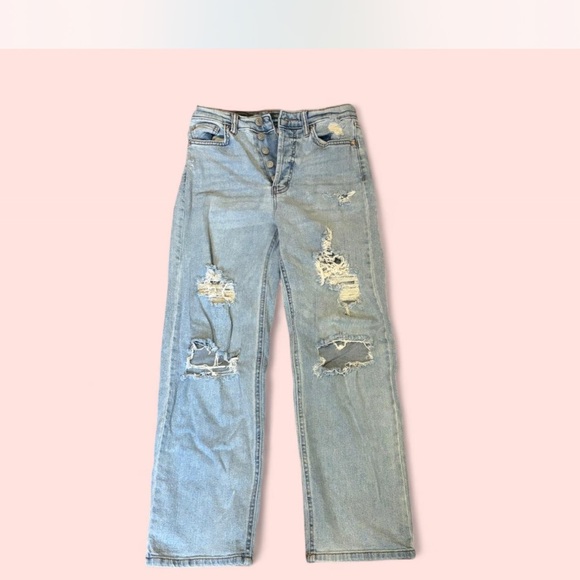 Wild Fable Light Blue Distressed Straight Leg Jeans - Picture 1 of 5